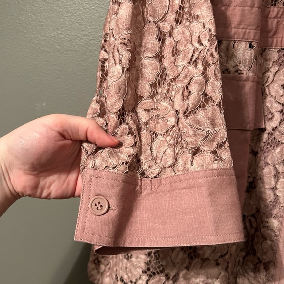 NWT Lane Bryant Sz 18/20 Petite Dusty Rose Lace Jacket Button-up Jacket Blouse! - Picture 3 of 16